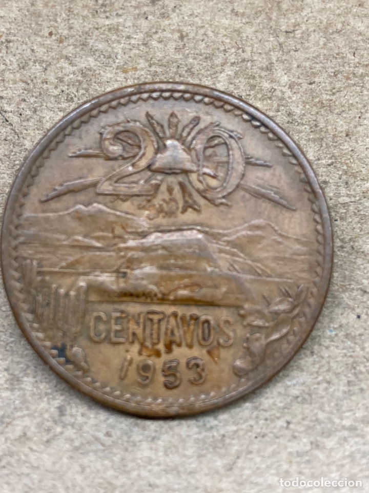 Monedas antiguas de Am&eacute;rica: Moneda 20 centavos 1953 Mexico - Foto 1
