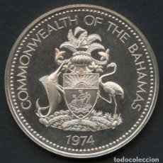 Monedas antiguas de América: BAHAMAS, MONEDA DE PLATA, NATIONAL ARMS, VALOR: 2 DOLLARS, 1974, SILVER COIN PROOF. Lote 258049920