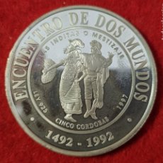 Monedas antiguas de América: MONEDA PLATA ENTRE 2 DOS MUNDOS 1992 5 CORDOBAS NICARAGUA 3ª SERIE ORIGINAL C4