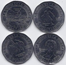 Monedas antiguas de América: BOLIVIA 2 BOLIVIANOS 2017 SET DE 4 CONMEMORATIVAS - SIN CIRCULAR. Lote 366781821