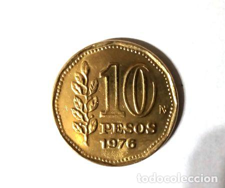 Monedas antiguas de Am&eacute;rica: moneda con error 10 pesos argentina 1976 empaste de cuno - Foto 1