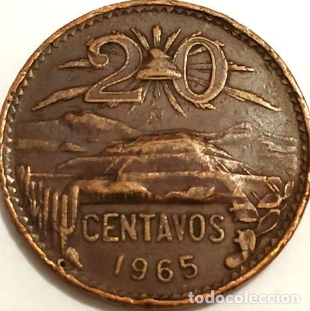 Monedas antiguas de Am&eacute;rica: moneda 20 centavos mexico 1965 - Foto 1