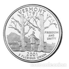 Monedas antiguas de América: QUARTER DOLAR USA 2001 - CECA P - VERMONT - SIN CIRCULAR. Lote 341029793