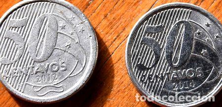 Monedas antiguas de Am&eacute;rica: 2 monedas de brasil de 50 centavos 20122014 - Foto 1