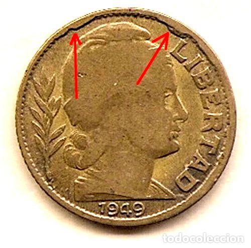Monedas antiguas de Am&eacute;rica: argentina error sobrecarga moneda 10 cent 1949 torito 3 - Foto 1