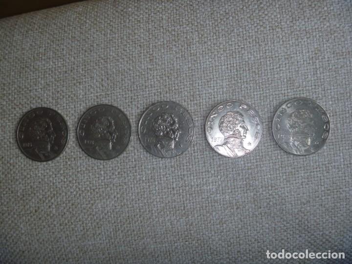 Moedas antigas da Am&eacute;rica: CINCO PESOS MEXICANOS SERIE 5 A&Ntilde;OS OFERTA