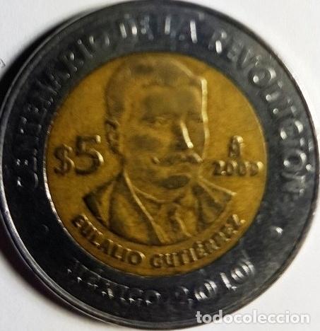 Monedas antiguas de Am&eacute;rica: moneda de mexico de 5 pesos del ano 2010 - Foto 1