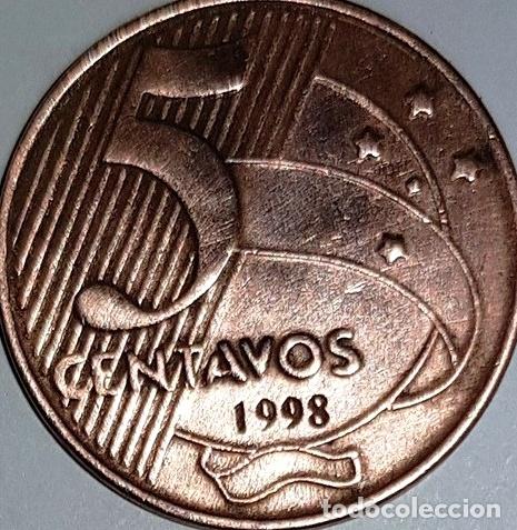 Monedas antiguas de Am&eacute;rica: moneda de brasil 5 centavos del ano 1998 - Foto 1