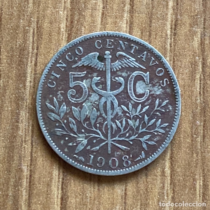 Monedas antiguas de Am&eacute;rica: 5 centavos 1908 Bolivia - Foto 2