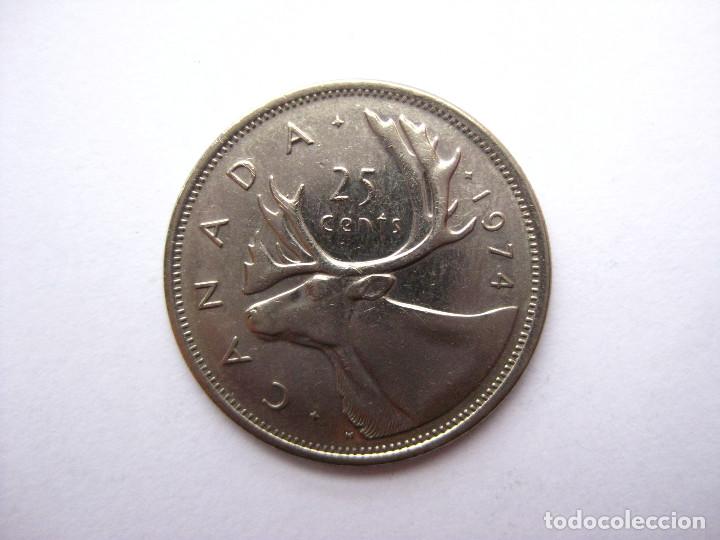 Monedas antiguas de Am&eacute;rica: MONEDA CANADA 25 CENTAVOS 1974 - Foto 2
