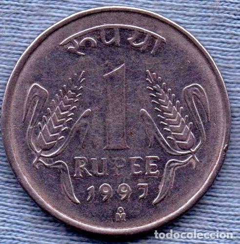 Monedas antiguas de Am&eacute;rica: india 1 rupee 1997 leones - Foto 1