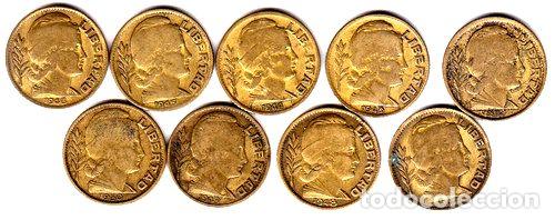 Monedas antiguas de Am&eacute;rica: argentina 9 monedas 10 ctvs decada del 40 - Foto 1