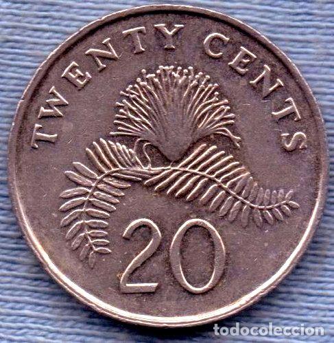 Monedas antiguas de Am&eacute;rica: singapur 20 cent 1993 planta plumerillo - Foto 1