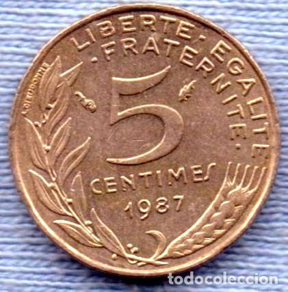 Monedas antiguas de Am&eacute;rica: francia 5 centimes 1987 libertad - Foto 1