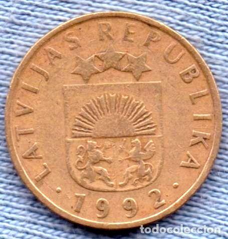 Monedas antiguas de Am&eacute;rica: letonia 5 santimi 1992 escudo - Foto 1