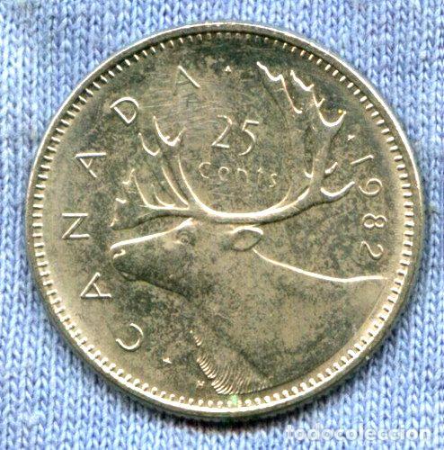 Monedas antiguas de Am&eacute;rica: canada 25 cents 1982 alce - Foto 1