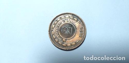 Monedas antiguas de Am&eacute;rica: 2 centesimos 1870 paraguay - Foto 1