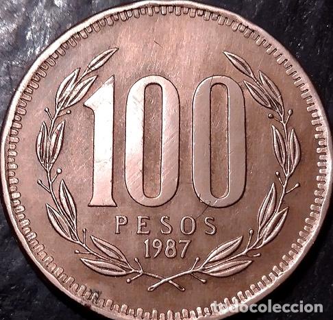 Monedas antiguas de Am&eacute;rica: moneda 100 pesos 1987 chile - Foto 1