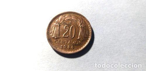 Monedas antiguas de Am&eacute;rica: 20 centavos 1944 chile - Foto 1
