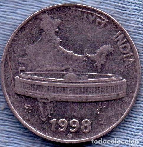 Monedas antiguas de Am&eacute;rica: india 50 paise 1998 edificio del parlamento y mapa - Foto 1