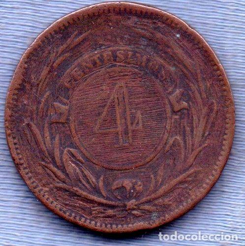 Monedas antiguas de Am&eacute;rica: uruguay 4 centesimos 1869 - Foto 1