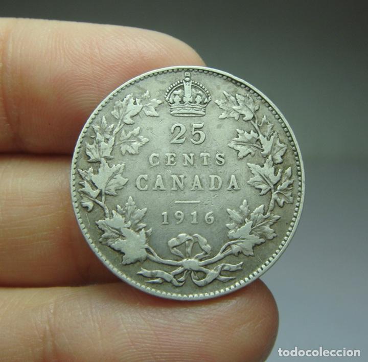 Monedas antiguas de Am&eacute;rica: 25 C&eacute;ntimos. Plata. Canad&aacute; - 1916 - Foto 1