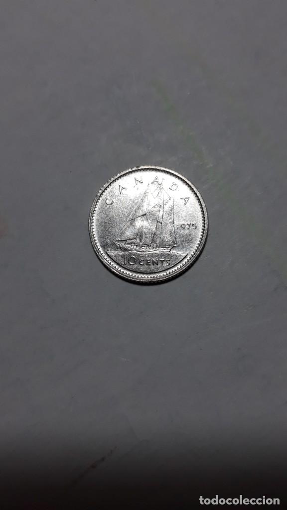 Monedas antiguas de Am&eacute;rica: Moneda de Canada de 10 centavos 1975 - Foto 2