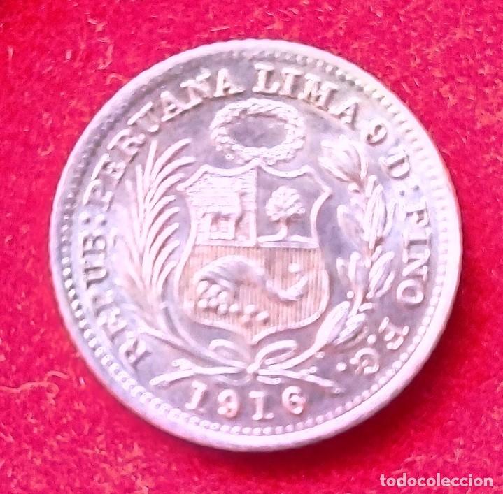 Monedas antiguas de Am&eacute;rica: PER&Uacute; 1916 - 1/2 DIN DE PLATA - Foto 1