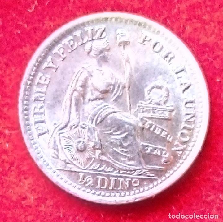 Monedas antiguas de Am&eacute;rica: PER&Uacute; 1916 - 1/2 DIN DE PLATA - Foto 2