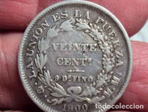 Monedas antiguas de Am&eacute;rica: moneda bolivia 20 centavos 1900 ref libro chile - Foto 1