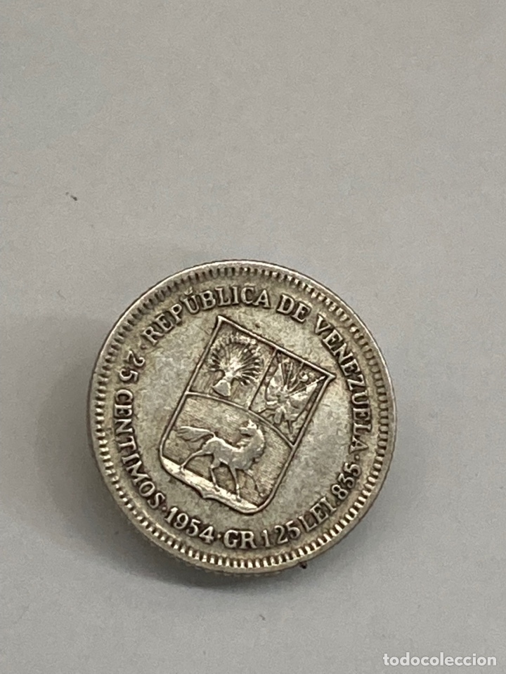 Monedas antiguas de Am&eacute;rica: Moneda de plata 25 c&eacute;ntimos 1954 - Foto 1