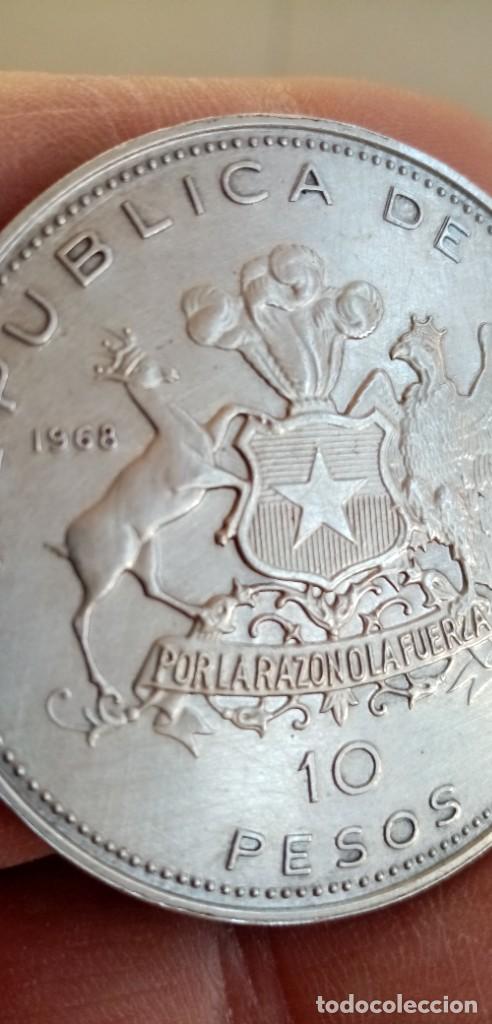 Monedas antiguas de Am&eacute;rica: Moneda 10 pesos chile de plata - Foto 5