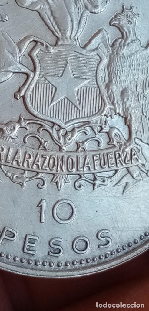 Monedas antiguas de Am&eacute;rica: Moneda 10 pesos chile de plata - Foto 10