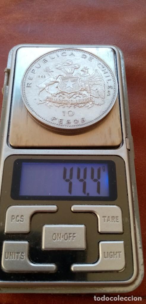 Monedas antiguas de Am&eacute;rica: Moneda 10 pesos chile de plata - Foto 11