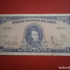 Monedas antiguas de América: BILLETE CHILE 1/2 ESCUDOS AÑO 1962.. Lote 304849033