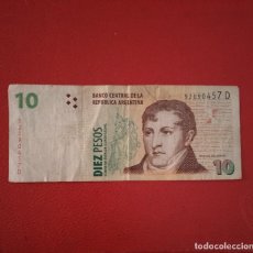 Monedas antiguas de América: BILLETE ARGENINA 10 PESOS AÑO 2002.