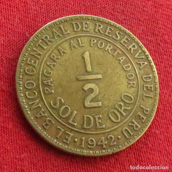 Monedas antiguas de Am&eacute;rica: Peru 1/2 sol de oro 1942 - Foto 1