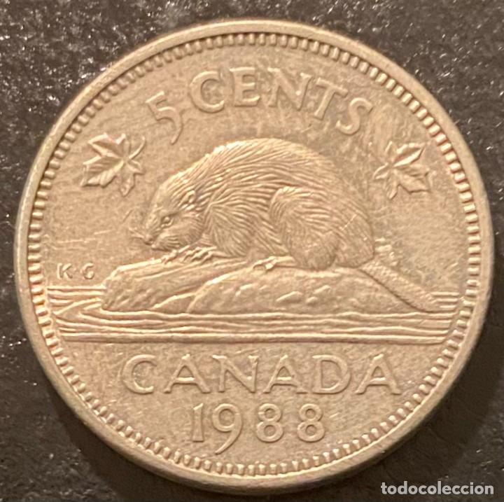 Monedas antiguas de Am&eacute;rica: CANADA 5 CENTAVOS 1988 - Foto 2