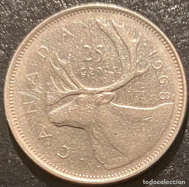 Monedas antiguas de Am&eacute;rica: CANADA 25 CENTAVOS 1968 - Foto 2