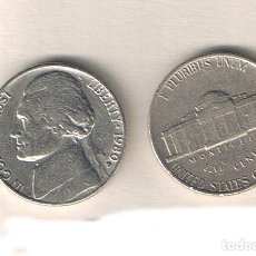 Monedas antiguas de América: MONEDA ESTADOS UNIDOS 5 CENTS (ONE NICKEL) 1980, USADA EEUU NICKEL DE JEFFERSON. Lote 313873743