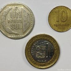 Monedas antiguas de América: LOTE 3 MONEDAS SUDAMÉRICA, 1 BOLIVAR VENEZUELA, 1 NUEVO SOL PERÚ Y 10 CENT ARGENTINA. Lote 314077008