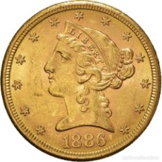 Monedas antiguas de América: [#973195] MONEDA, ESTADOS UNIDOS, CORONET HEAD, $5, HALF EAGLE, 1886, SAN FRANCISCO, EBC. Lote 314179733