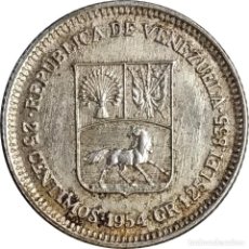 Monedas antiguas de América: VENEZUELA. 25 CÉNTIMOS DE 1954 (REPÚBLICA DE VENEZUELA). Y# 35. (091).. Lote 315892788