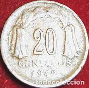 Monedas antiguas de Am&eacute;rica: moneda 20 centavos chile 1942 - Foto 1