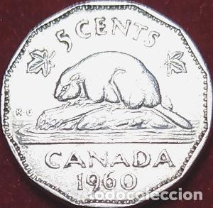 Monedas antiguas de Am&eacute;rica: moneda 5 cents canada 1960 - Foto 1
