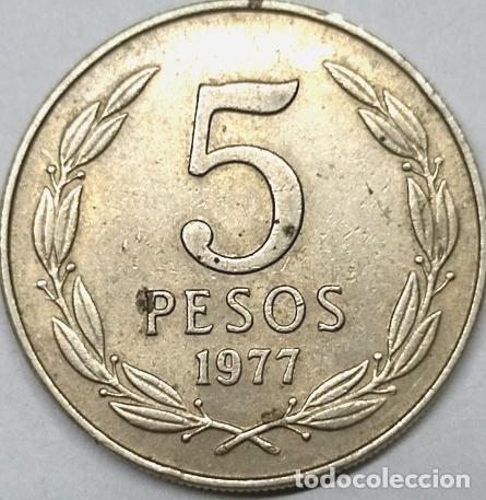 Monedas antiguas de Am&eacute;rica: moneda 5 pesos chile 1977 - Foto 1