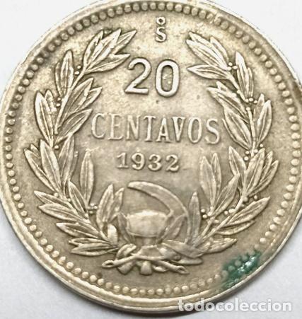 Monedas antiguas de Am&eacute;rica: moneda chile 20 centavos 1932 - Foto 1