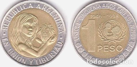 Monedas antiguas de Am&eacute;rica: moneda 50 centavos unicef ano 1996 - Foto 1