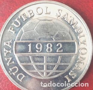 Monedas antiguas de Am&eacute;rica: moneda turkia 1982 100 liras campeonato mundial futbol Ed. 100
