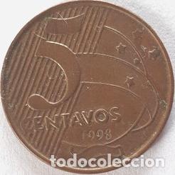 Monedas antiguas de Am&eacute;rica: moneda brasil 5 centavos 1998 - Foto 1